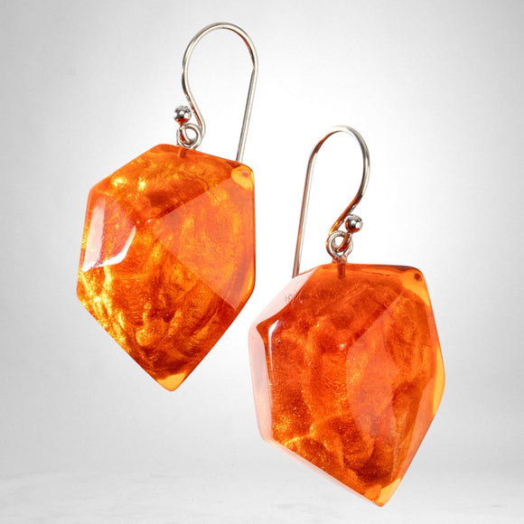 ZSISKA Rock Candy orange short-hook statement earrings