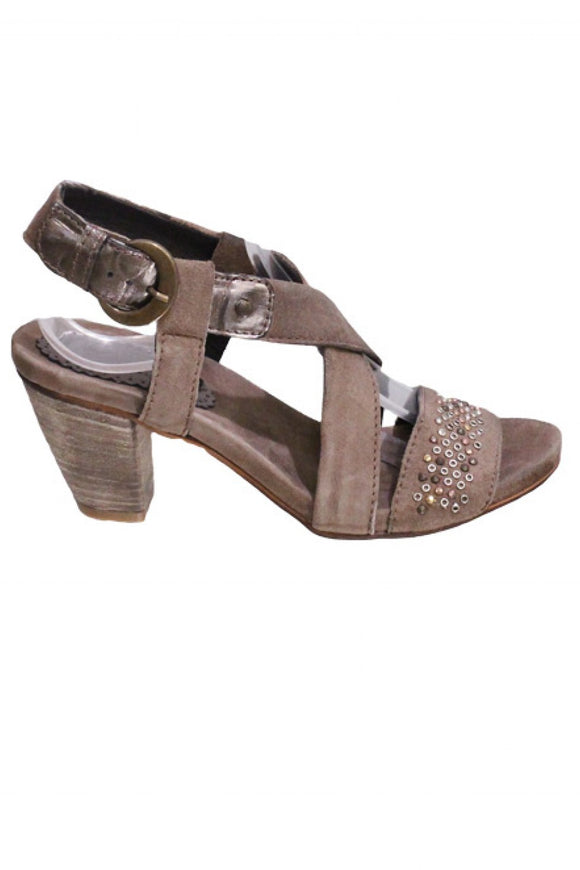 Stone Khrio Sandal Heel with Studs and Buckle Style and Grace