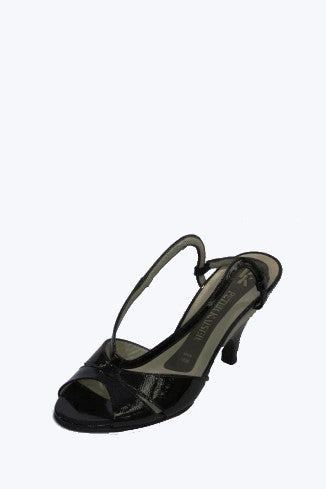 Black Patent Leather Peter Kaiser Heel with Strap Style and Grace