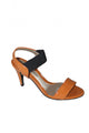 Tan Patent and Black Elastic Mina Martini Sandal Heel Style and Grace