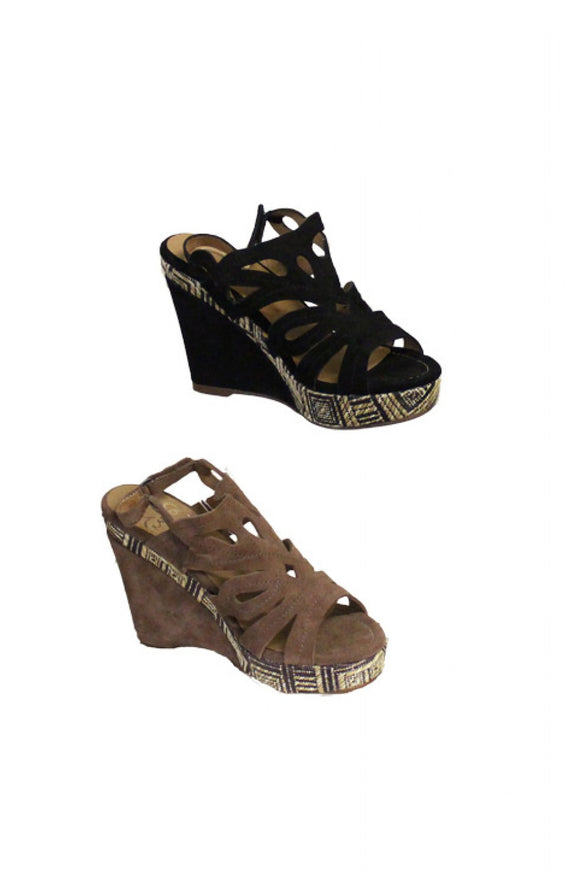 Black Taupe Karston Wedge Sandal Style and Grace