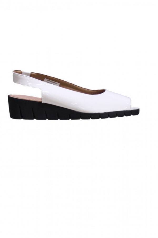 White Patent Peep Toe Hirica Sandal Style and Grace